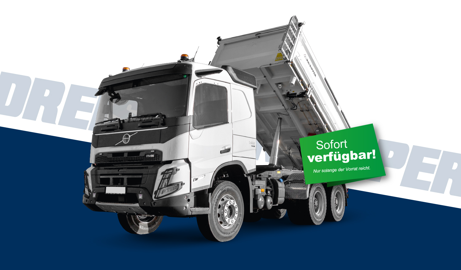 Sofort verfügbar: Volvo FMX mit Dreiseitenkippaufbau.